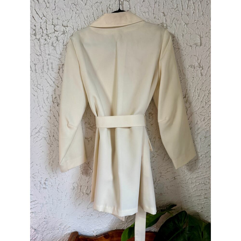 Vintage 1970s Cream Belted Jacket Retro Mod Trench Style Coat - Picture 7 of 10